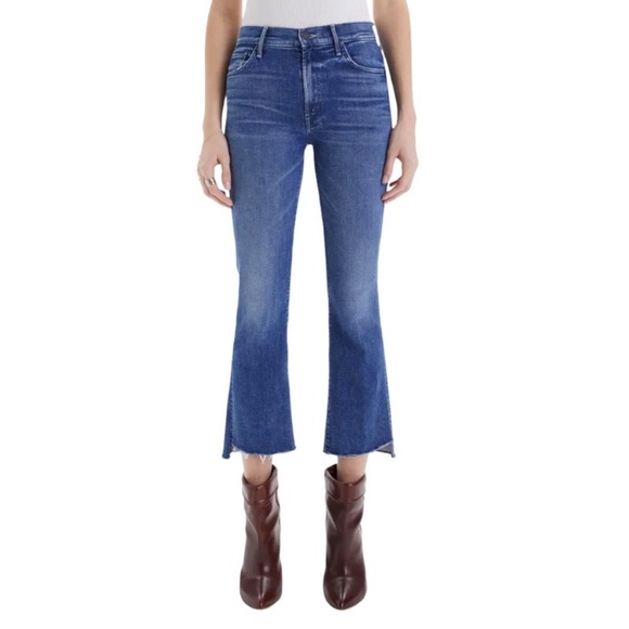 MOTHER Women's The Insider Crop Step Fray Jeans in Wish On A Star Wash 26 - Picture 1 of 7